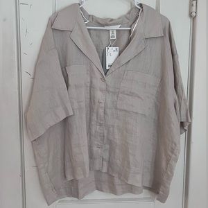 H&M, Women’s Natural Linen Button Up Shirt, NWT, XL